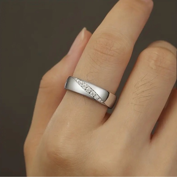 Elegant 925 Sterling Silver Eternity Wedding Band Ring With CZ Gift Approx 6 mm - Picture 3 of 6